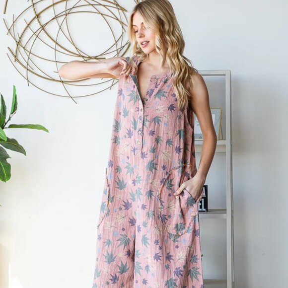 Oli & Hali Reversible Pink and Gray Wide Leg Jumpsuit - Picture 7 of 14